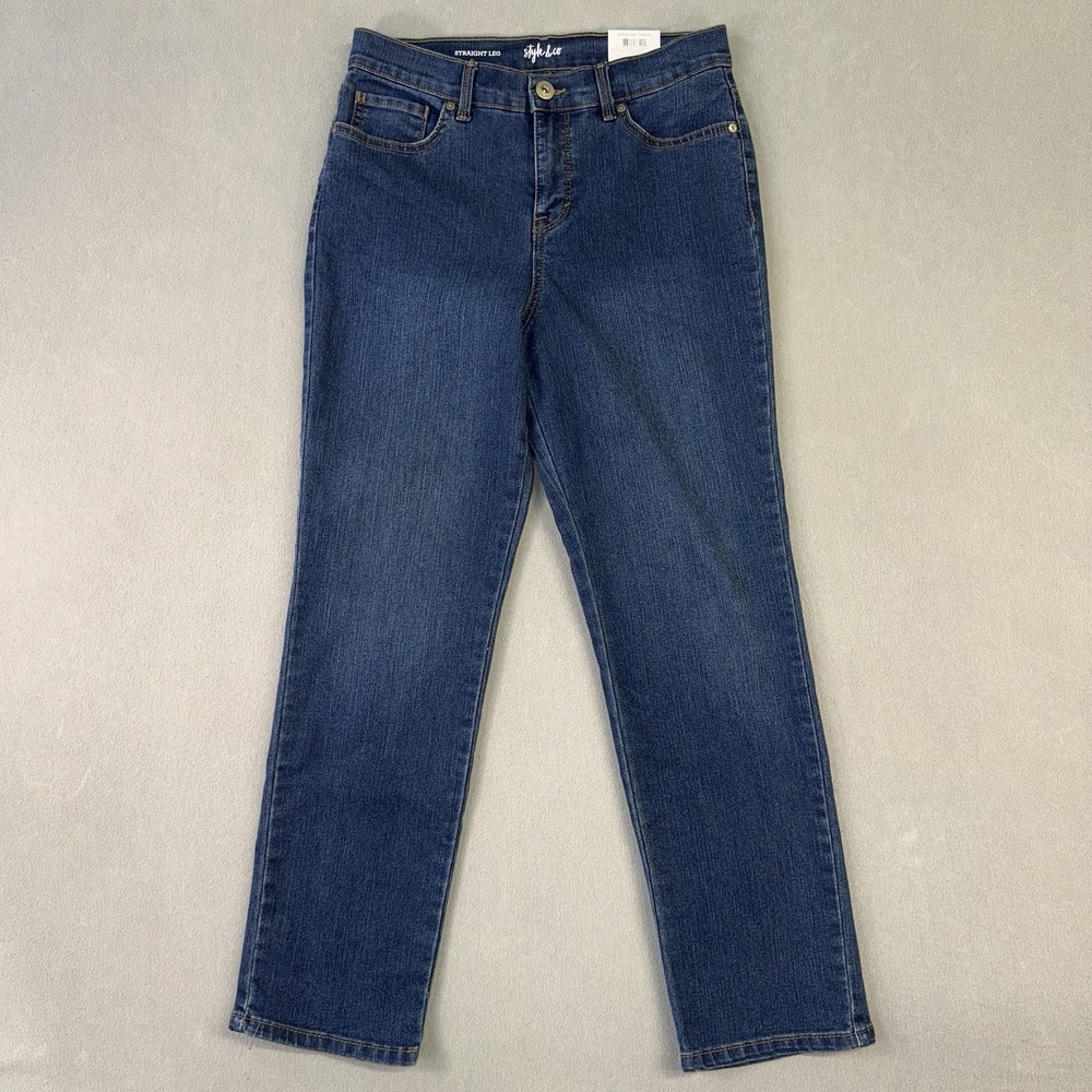 Women's Style & Co Straight Leg Denim Pocket Jeans Blue Size 10p